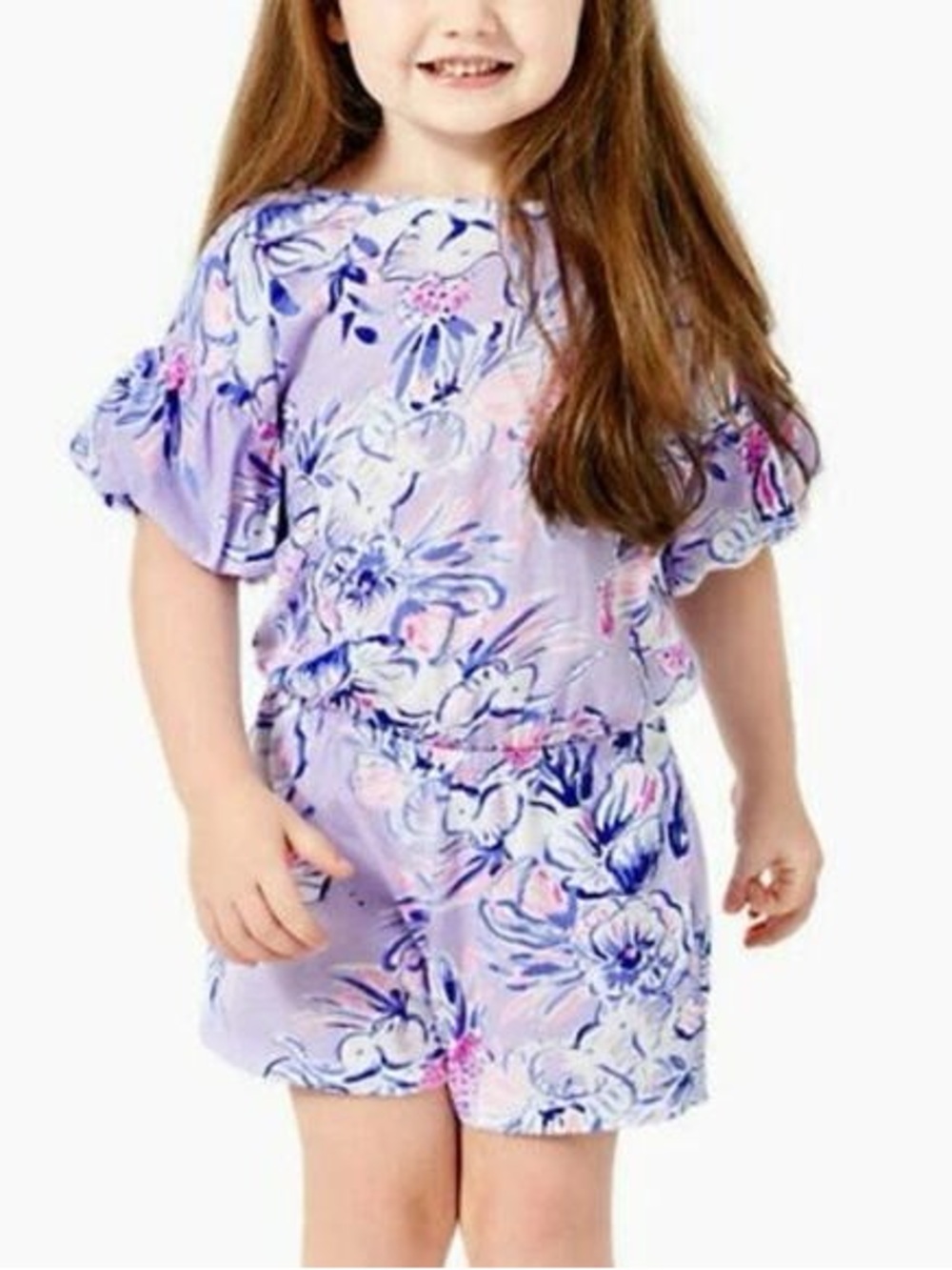 Lilly Pulitzer Kallima Lavender Floral Girls' Romper size (4-5)